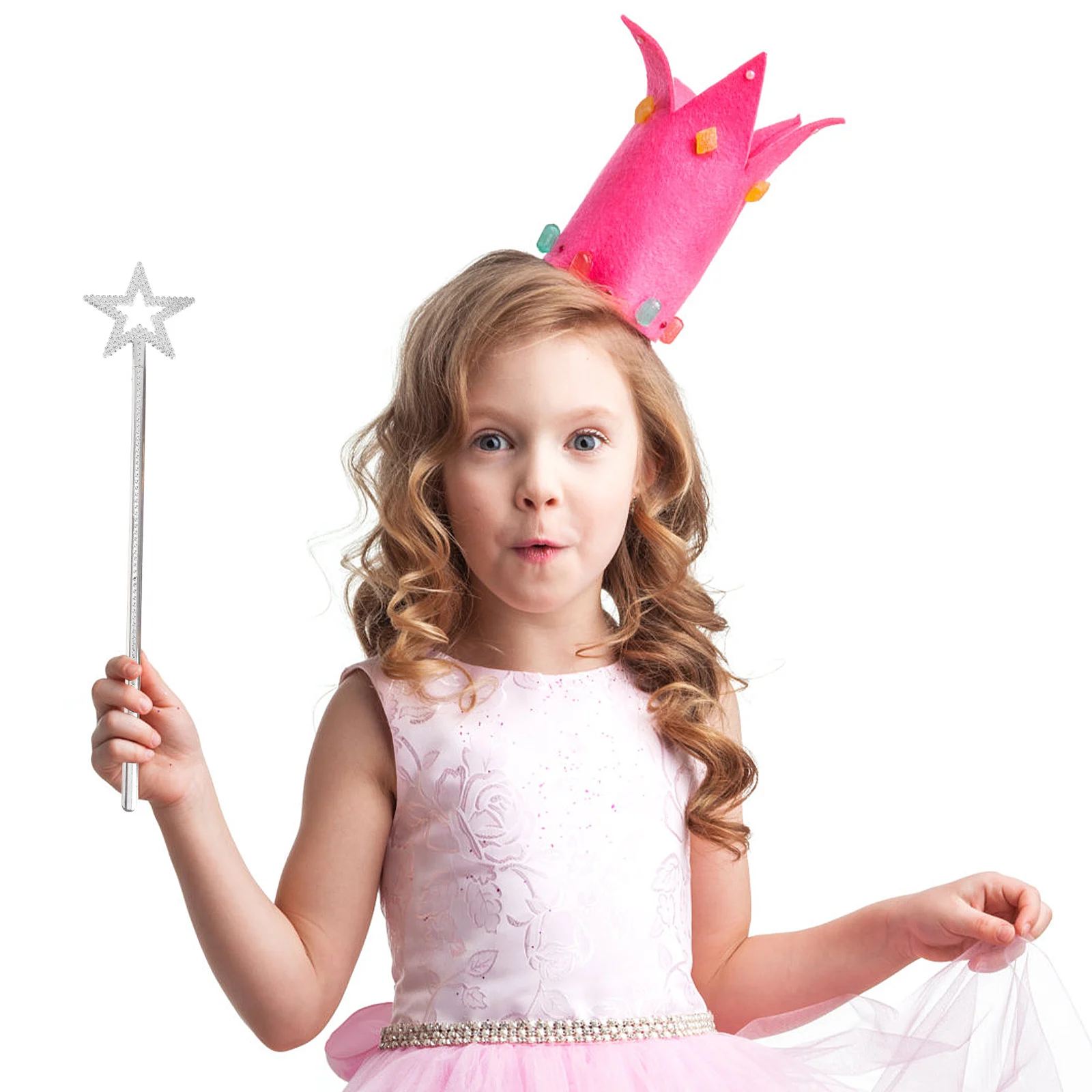 

1pc Pentagram Fairy Wand Plastic Star Shaped Kids Party Wands Silver ABS Material Birthday Halloween Cosplay Props Accessories
