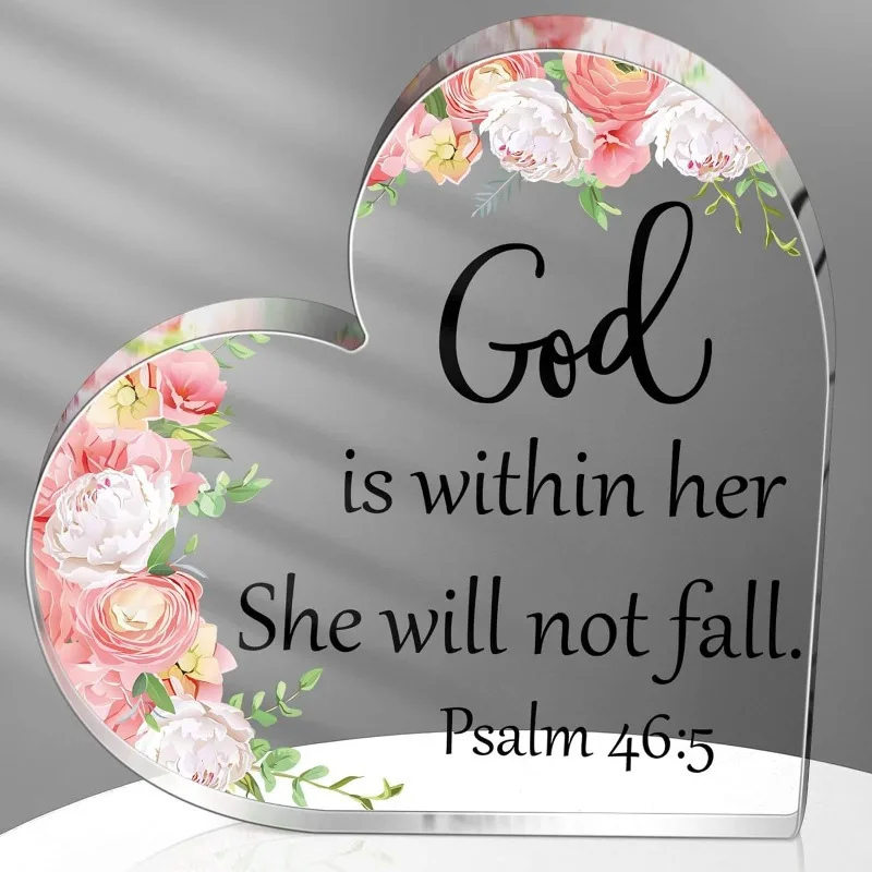 Christian Acrylic Gift: God Is Within Her She Will Not Fall, for Mom, Sister, Friend