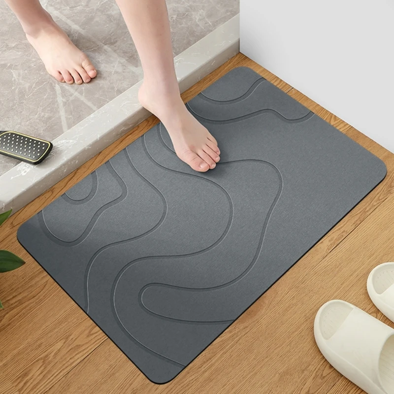 Antislip Stone Bath Mat Diatomite Quick Absorbent Easy Clean for Bathroom Kitchen