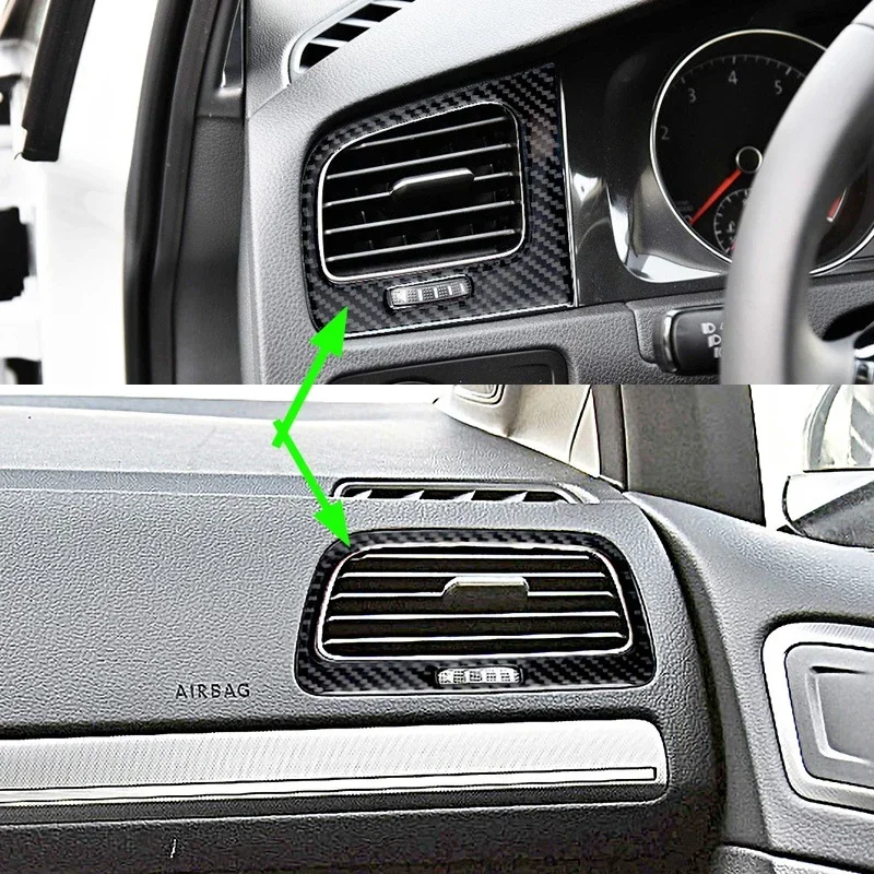 

2PCS Carbon Fiber Side Right/Left Air Outlet Decorative Sticker Car Styling for VW Golf 7 2014-2019 Textured Interior Accessory