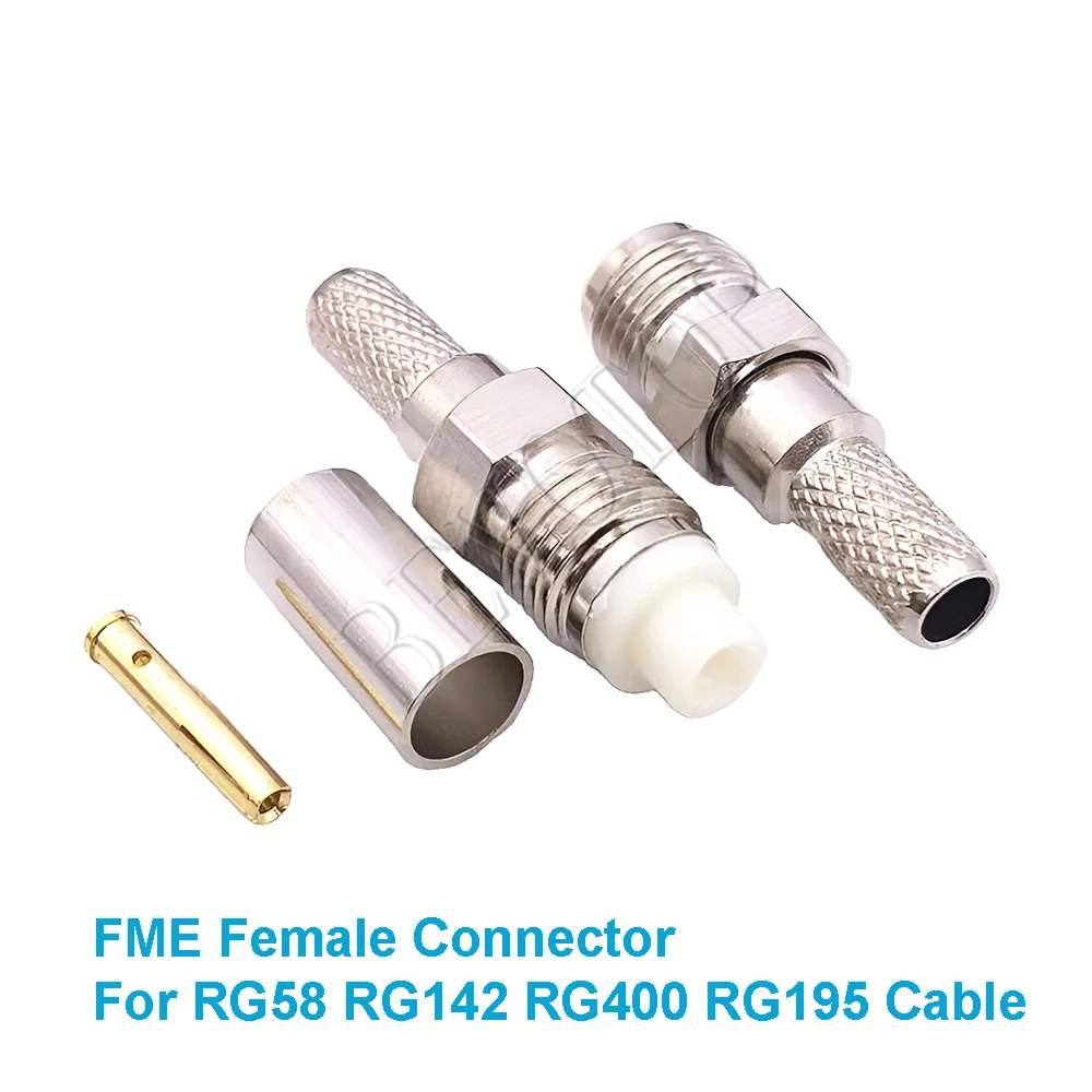 10PCS/Lot FME Male Plug Female Jack Crimp for RG58 RG142 RG400 LMR195 RF Coaxial Connector Wire Terminals