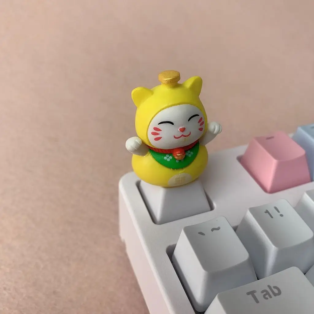 Personalized Creative Attract Wealth Cats Keycaps for Mechanical Keycaps Cute Cartoon Decorations Supplements Keycaps