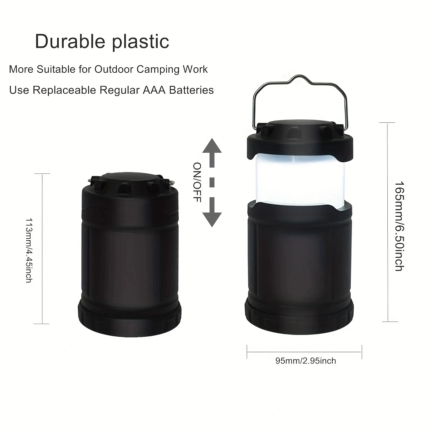 Torcia da campeggio luminosa di alta qualità Torcia da lavoro all'aperto per la casa Faro da lavoro Lanterna di emergenza Lampada Torcia Ues Batteria AAA