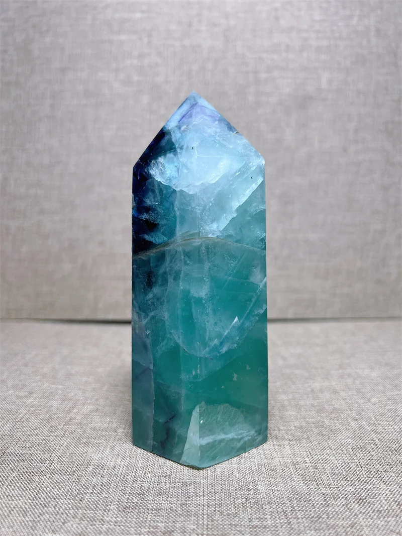 Natural Blue Fluorite Tower With Rain Bow Free Form  Carving Reiki Healing Stone Home Decoration Exquisite Gift