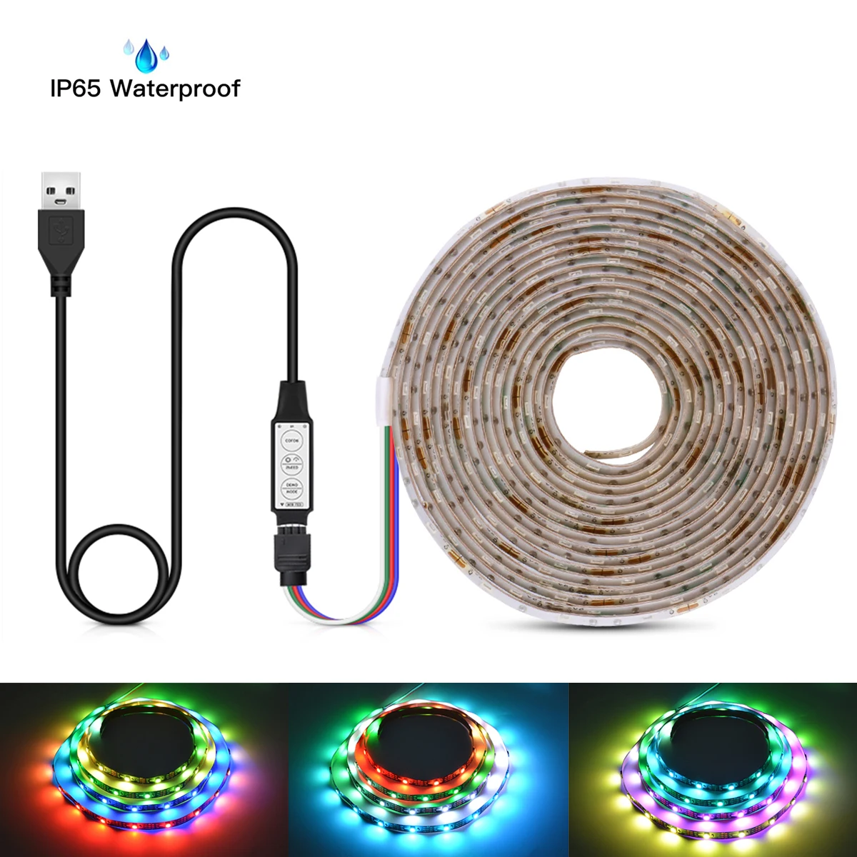 

2835 RGB LED Strip Light 5V USB Power Waterproof Flexible Ribbon 60LEDs/m 1m-5m Room TV Desktop Screen Backlight Diode Tape