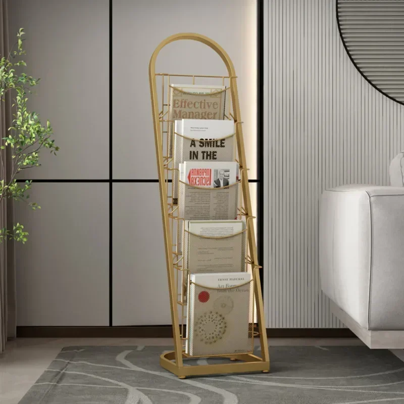 Light Luxury Large Capacity Magazine Rack Front Desk Publicity Material Display Office Floor Newspaper Stand