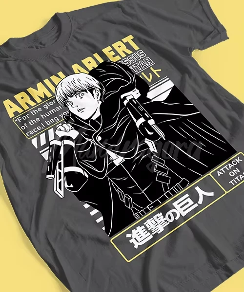 Anime Attack on Titan Armin Arlert Batalla Final Printed T-shirt Men's and Women's T-shirt Men's Top Sports T-shirt Men's Tee