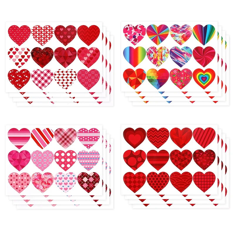 

16Sheets Love Heart Shape Sticker Wedding Anniversary Gift Packaging Decor Sticker Valentines Day Envelope Invitation Seal Label