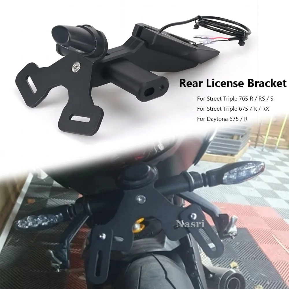 

Motorcycle Rear Short Tail Stock Tidy License Plate Holder Tailstock Bracket Kit For Street Triple 765 R RS S 675 Daytona 675 R