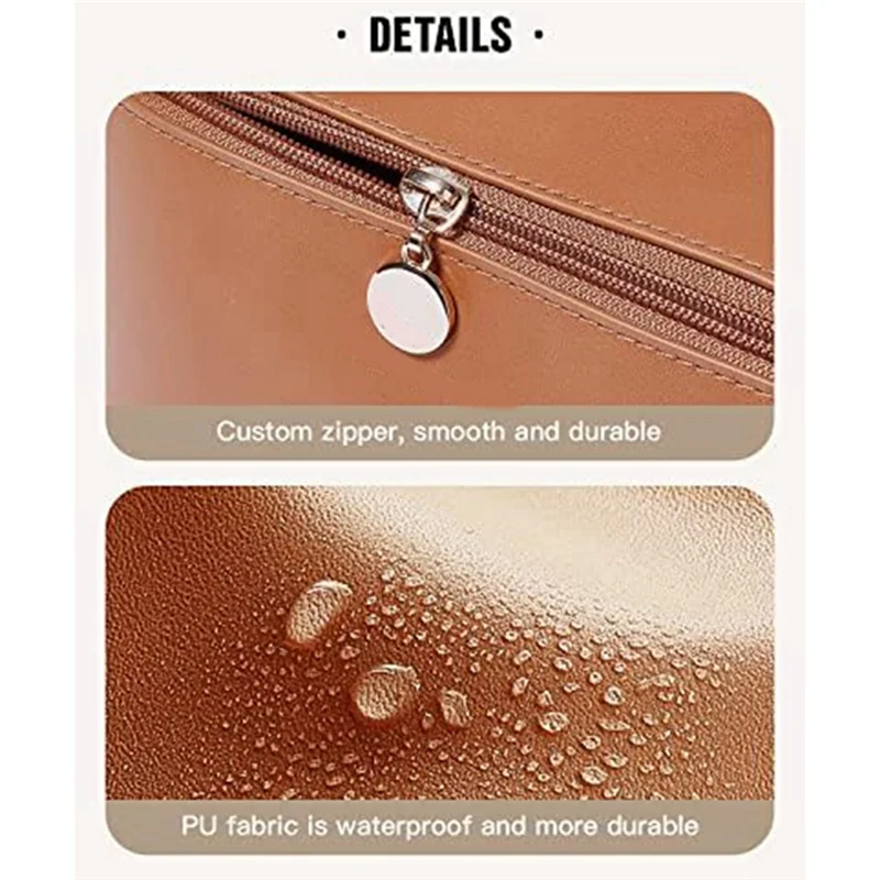 Дорожная косметичка, водонепроницаемая портативная сумка, открытая плоская косметичка, органайзер для макияжа с разделителем и ручкой (розовая), простая в использовании