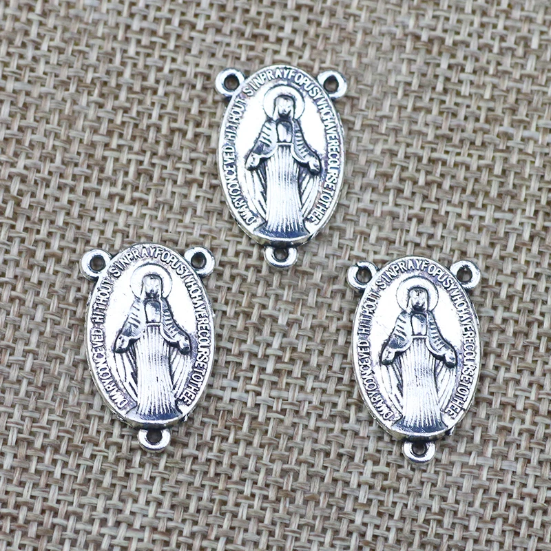 10 Pieces 23*24mm Mixed Alloy Antique Silver Color Jesus Charms Vintage Pendant Accessory For DIY Jewelry Making