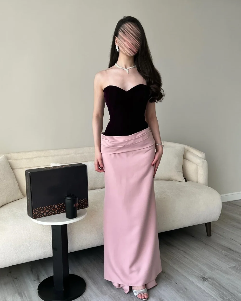 

Customized Sexy Simple Pleat Draped Straight Strapless Long Dresses Evening Dresses Sizes Available Modern Style High Quality
