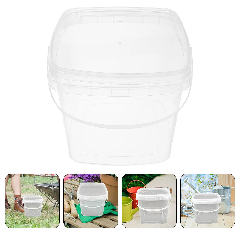 Plastic Barrel Food Grade Containers Cleaning Bucket Small Buckets with Handle Square Lids Handbag Round