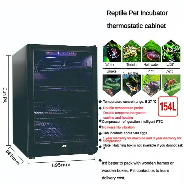 154L black cooling heating reptile digital egg incubators for hatching