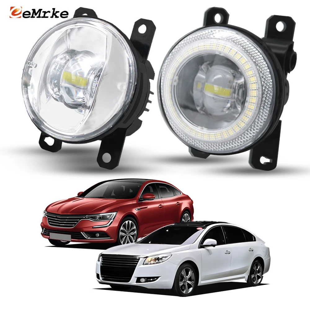 Left & Right Led Fog Lights For Samsung SM7 SM6 2011-2014 Talisman 2015-2019 Updated Angel Eye DRL Day Light Car Accessories
