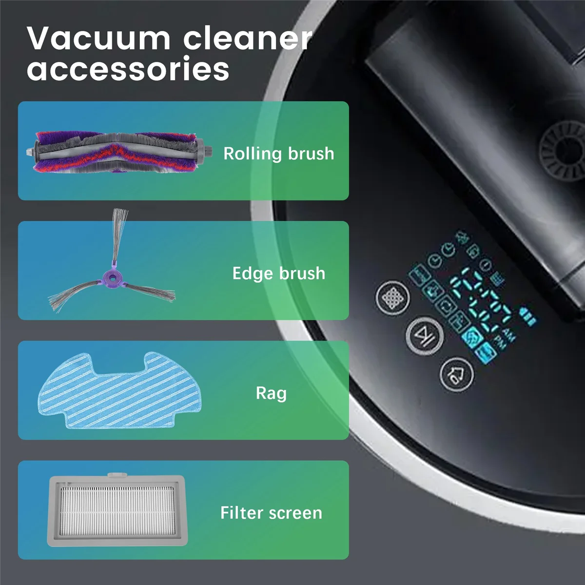 9 Pieces / Set Roller Side Brush Wipe Filter Replacement for Powerbot-E VR05R5050WK Vacuum Cleaner Spare Parts