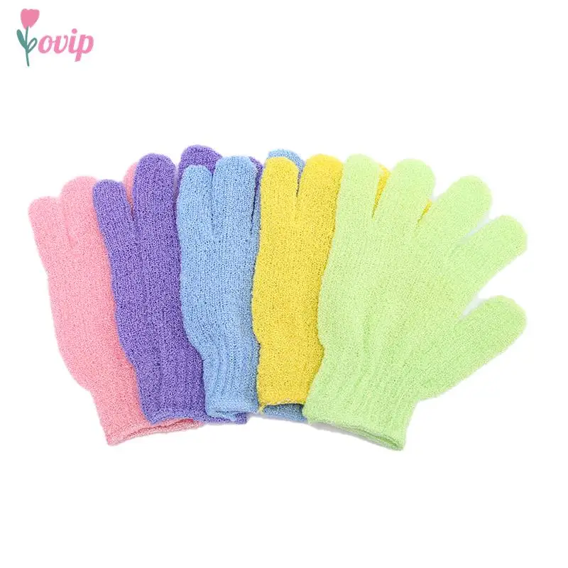 Guantes exfoliantes de 5 piezas para ducha, cepillo corporal para dedos, Toalla de baño, exfoliante corporal, esponja de baño, Spa, Color aleatorio