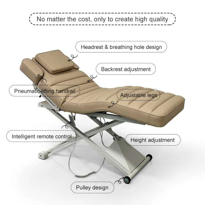 Folding Heated Massage Bed Metal Frame Synthetic Leather Curved Salon Lash Spa Treatment Table