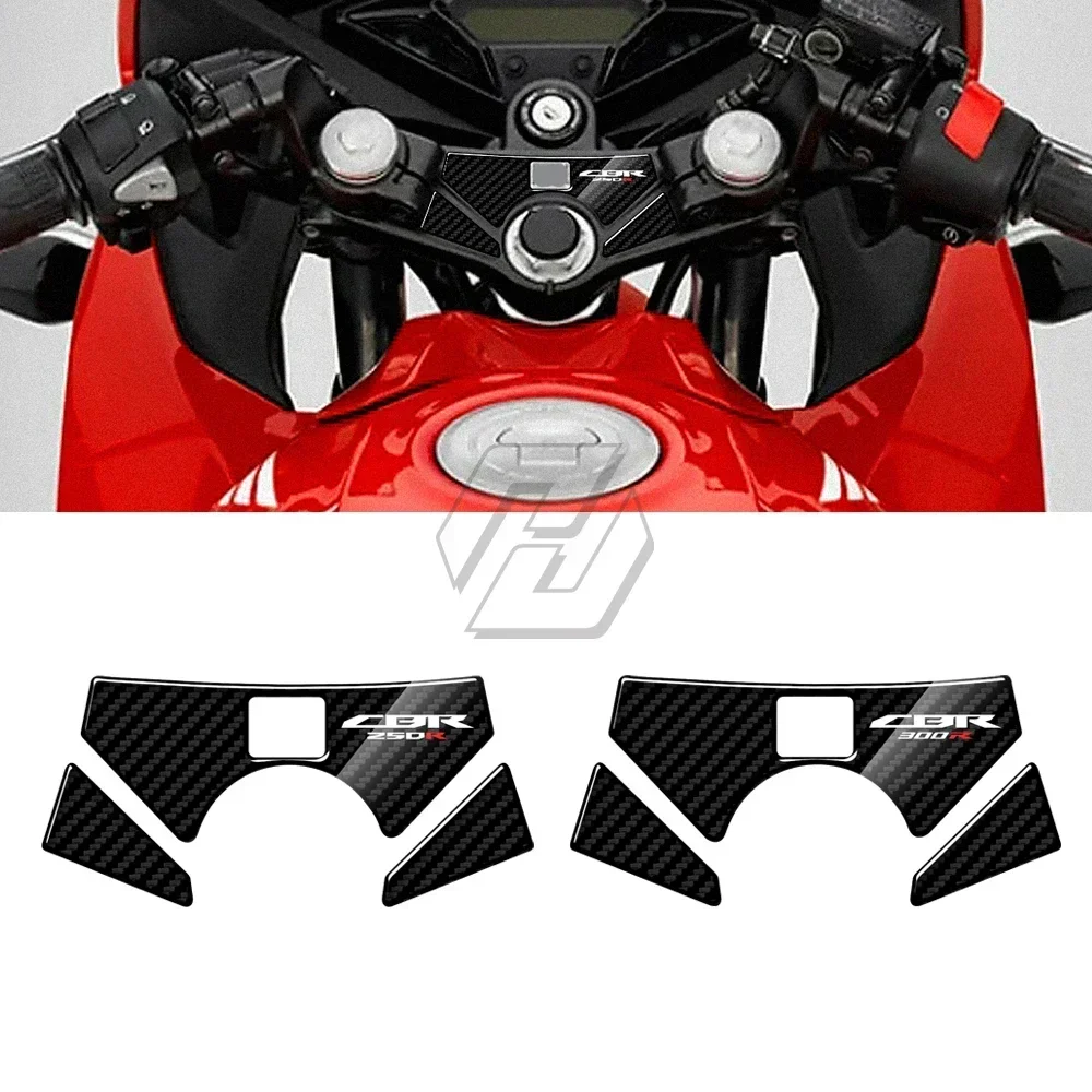 

motorcycle front fork sticker 3D Carbon-look Upper Triple Yoke Defender For Honda CBR250 CBR300 2010-2016