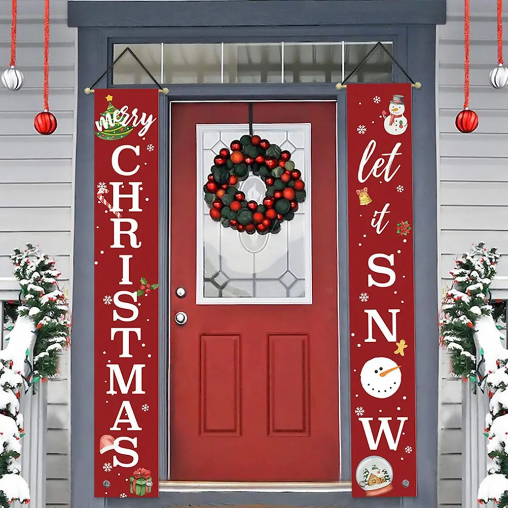 

1Pair Christmas Banner Decor Hanging Ornament for Porch Yard Indoor Outdoor Holiday Party Xmas Decoration Festive Atmosphere