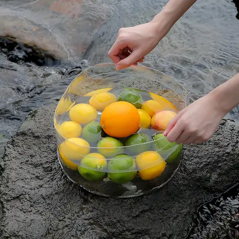 Folding transparent basin for business travel, washing face washing clothes camping outdoor portable vegetable picking basin