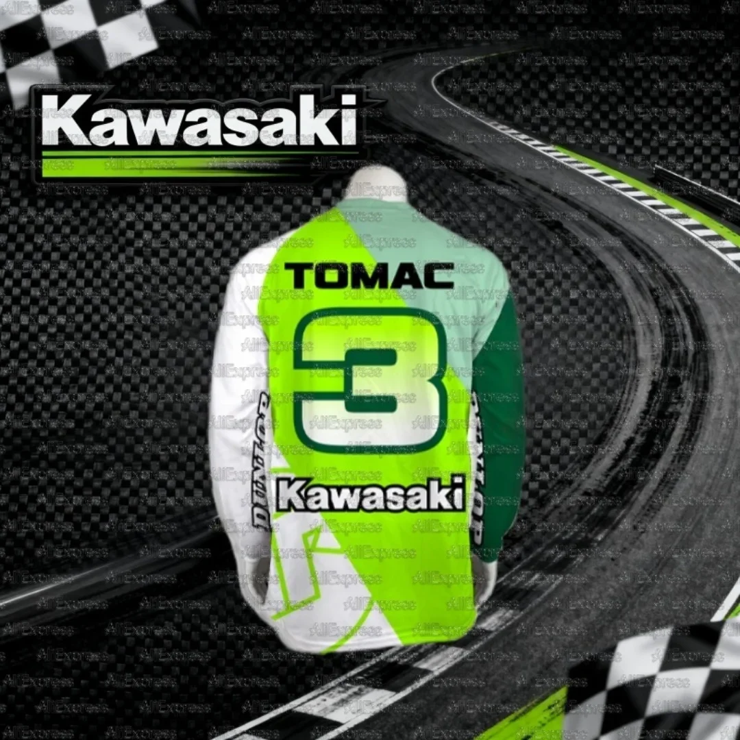 

Kawasaki Motorcycle Racing Team Men's Long Sleeve T-shirt Breathable Sports Top for Spring And Autumn 2025 New Men's Fashion
