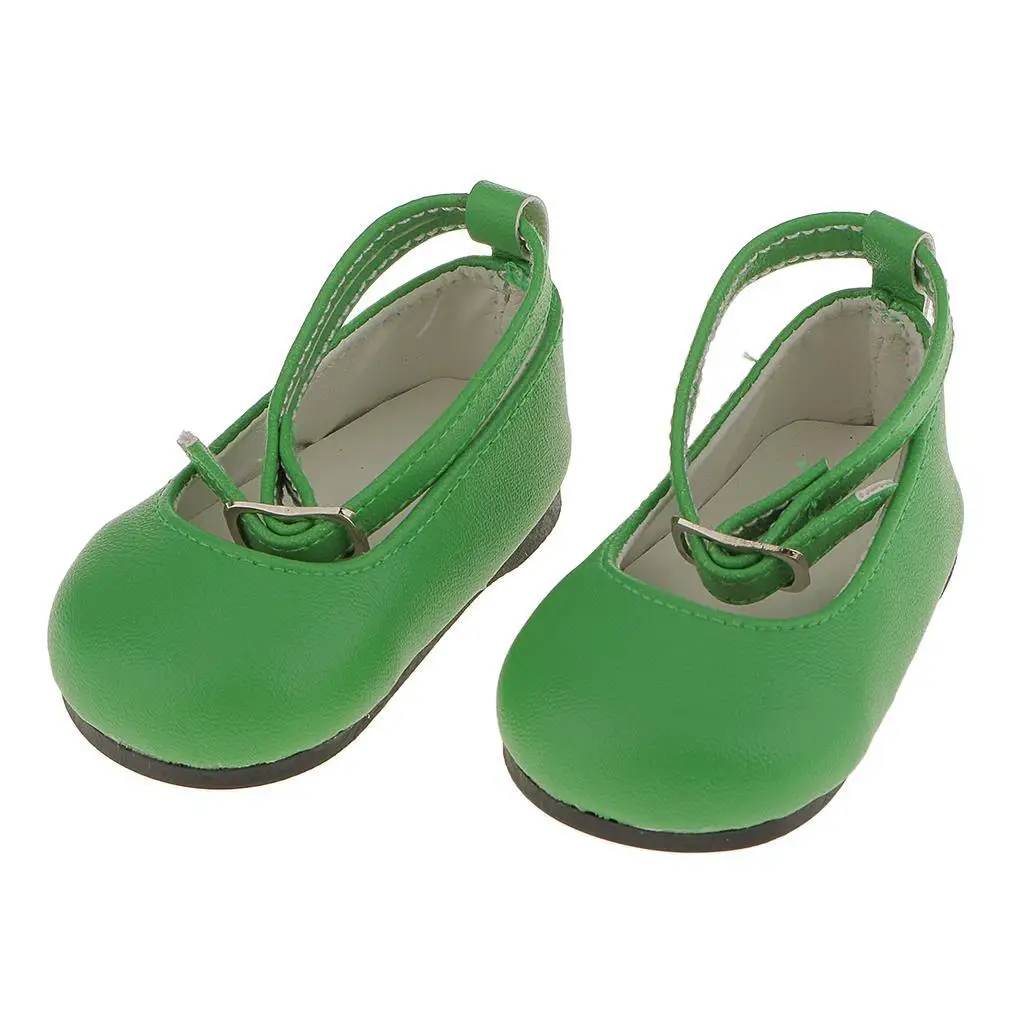 

Зеленые туфли на плоской подошве с ремешком на щиколотке, аксессуары для вечеринок для 18-дюймовых американских кукол Gotz Dolls