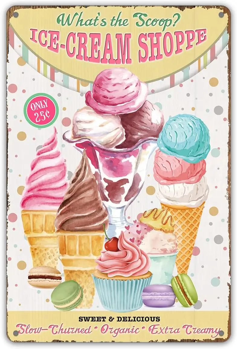 Funny Ice Cream Metal Tin Sign Wall Decor Sweet and Delicious Retro for Home Gifts-aluminum