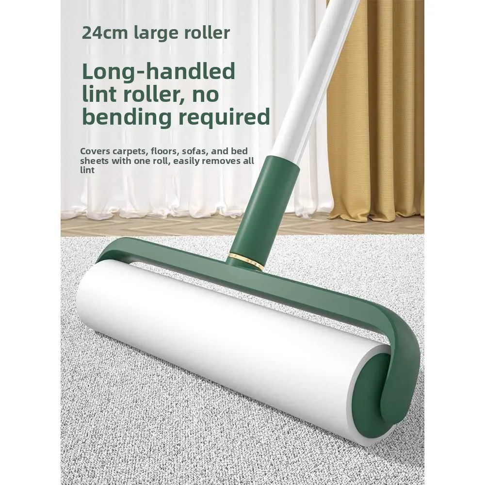 長い柄の粘着式ヘアリムーバーローラーブラシ、猫の毛取り、ベッド、床のほこり取り、毛吸収クリーニング、家庭用ツール