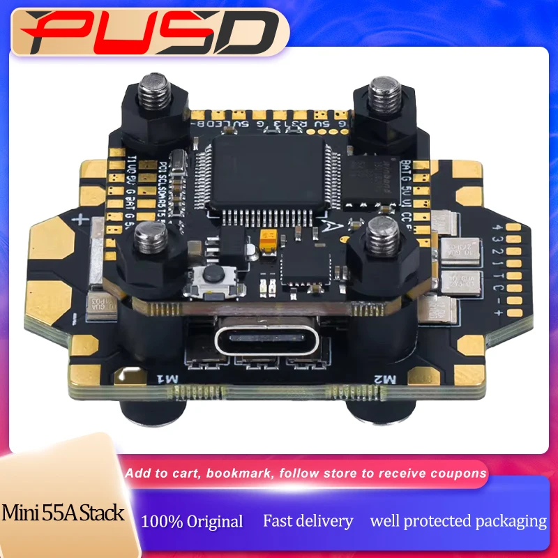 

Axisflying Mini 55A 2-6S F7 Flight Controller ESC Stack 30x30mm For 5inch Manta 5 PRO FPV Drone DIY Parts