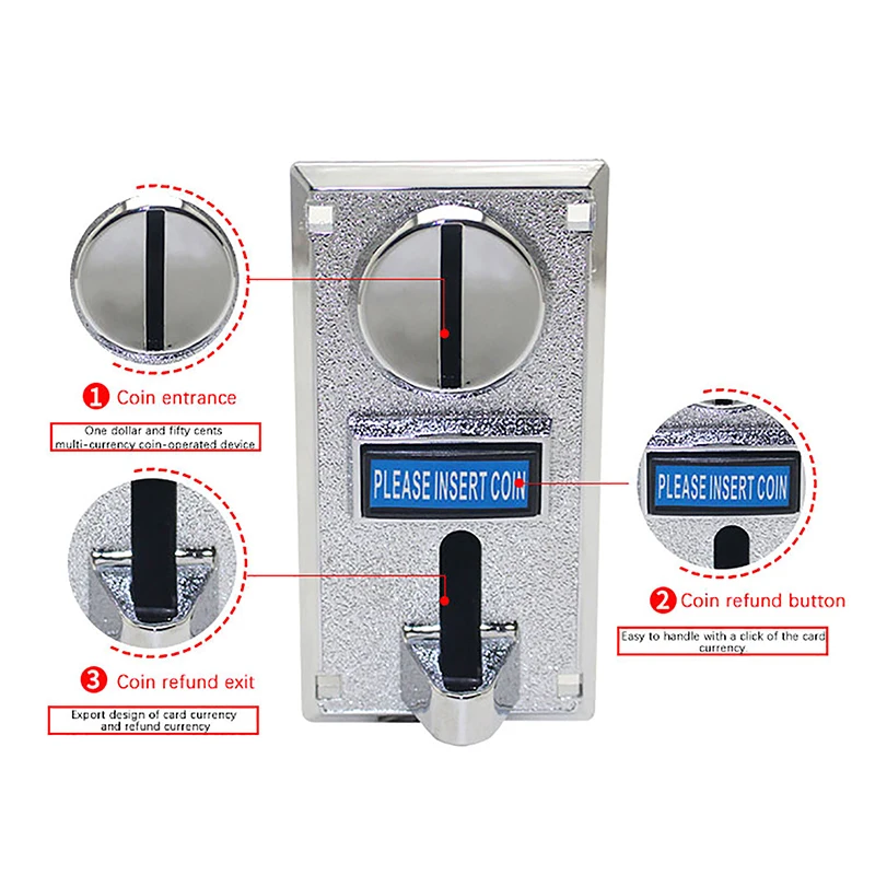 616 Electronic Multi Coin Acceptor Selector Mechanism Multi Currency Slot Fit Vending Arcade Ticket Doll Game Machine Roll Down