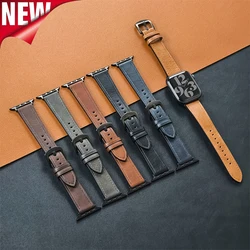 Leather Strap for Apple Watch Band Ultra 2 49mm 44mm 45mm 42mm 41mm 40mm Replacement Bracelet for Iwatch Series 9 8 7 6 5 4 3 2