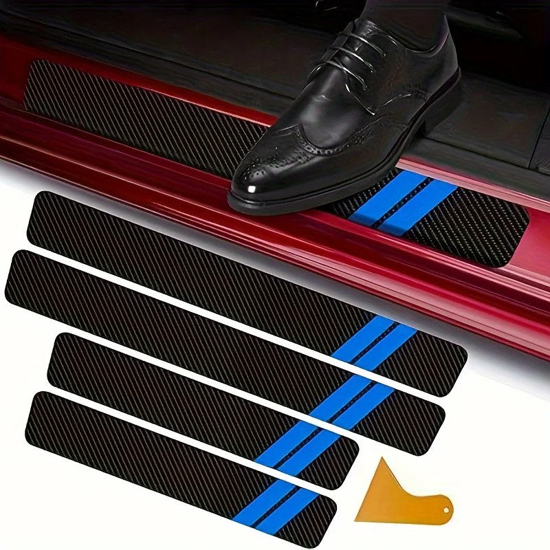 4pcs Charger Challenger Durango Tour Car threshold protector, carbon fiber car door anti-kick pad stickers, anti-dirt and ant