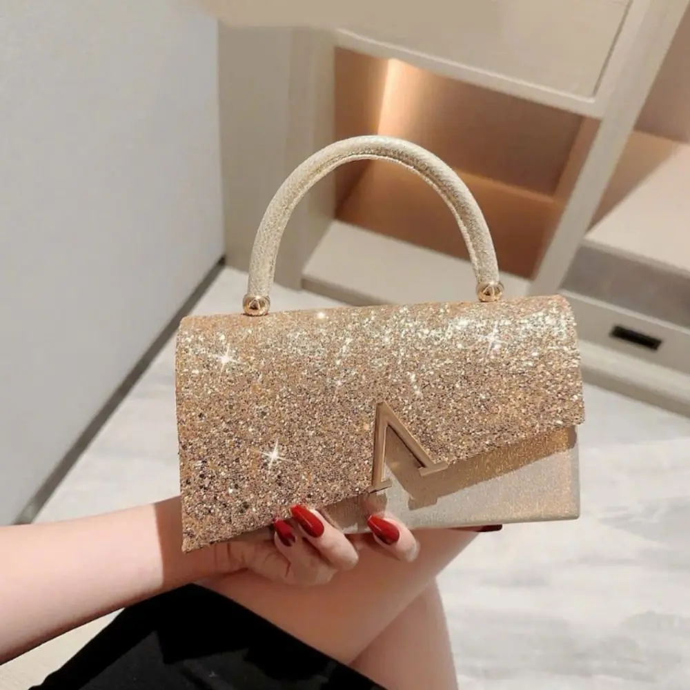 

Sequin Evening Banquet Bag Glitter Gold Box Handbag Large Capacity Silver Crossbody Bag Women