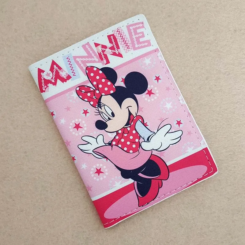 Disney Super Cute Minnie Mouse Travel Accessories Passport Cover Holder PU Leather Women Girl ID Bank Card Holders Wedding Gifts