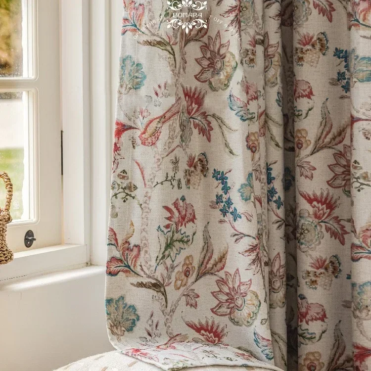 American Retro Curtains For Living Room Rural Pastoral Printing Cotton And Linen Shading New Living Room Feeling Fashion Bedroom