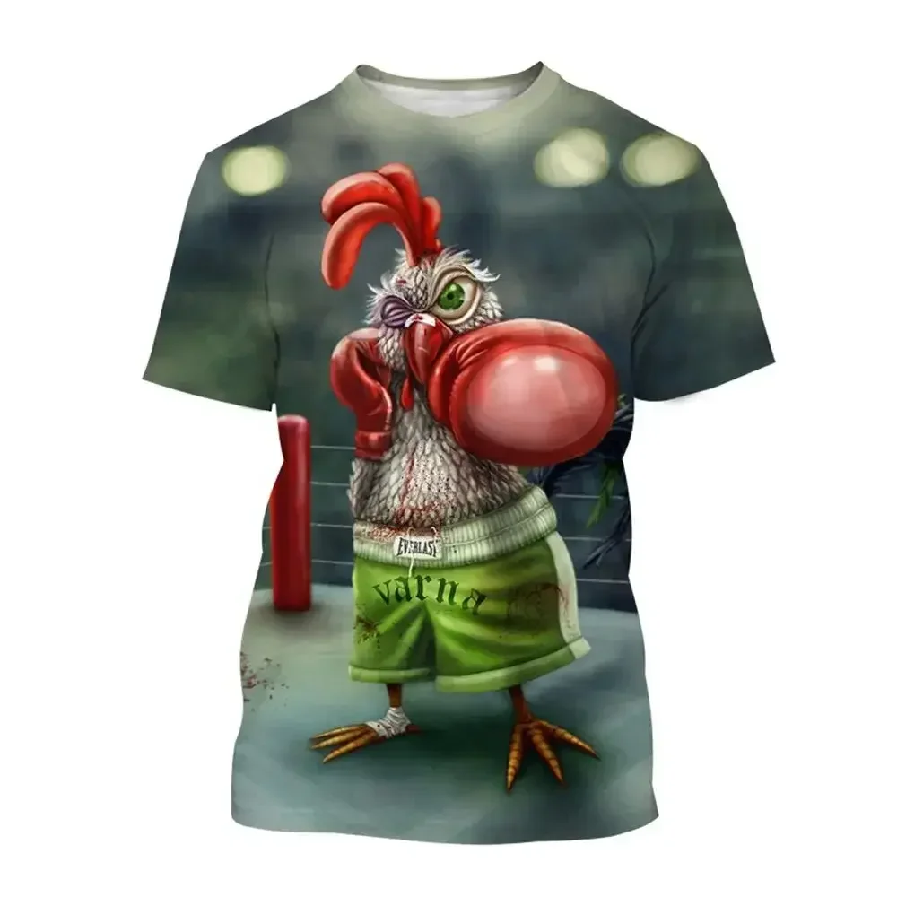 Fashionable Chicken  Pictures For Men\'s T-Shirts Trend Digital Printing Casual Round Neck Short Sleeved Tops