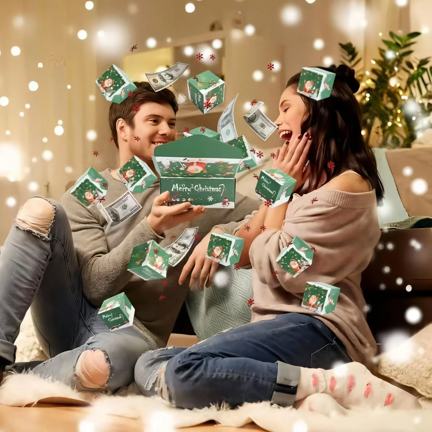 Verrassing Geschenkdoos Geldhouder, Kerst Explosie Geschenkdoos, Opvouwbare Pop-Up Verrassing Geschenkdoos! Perfect Vakantie Cadeau Idee!