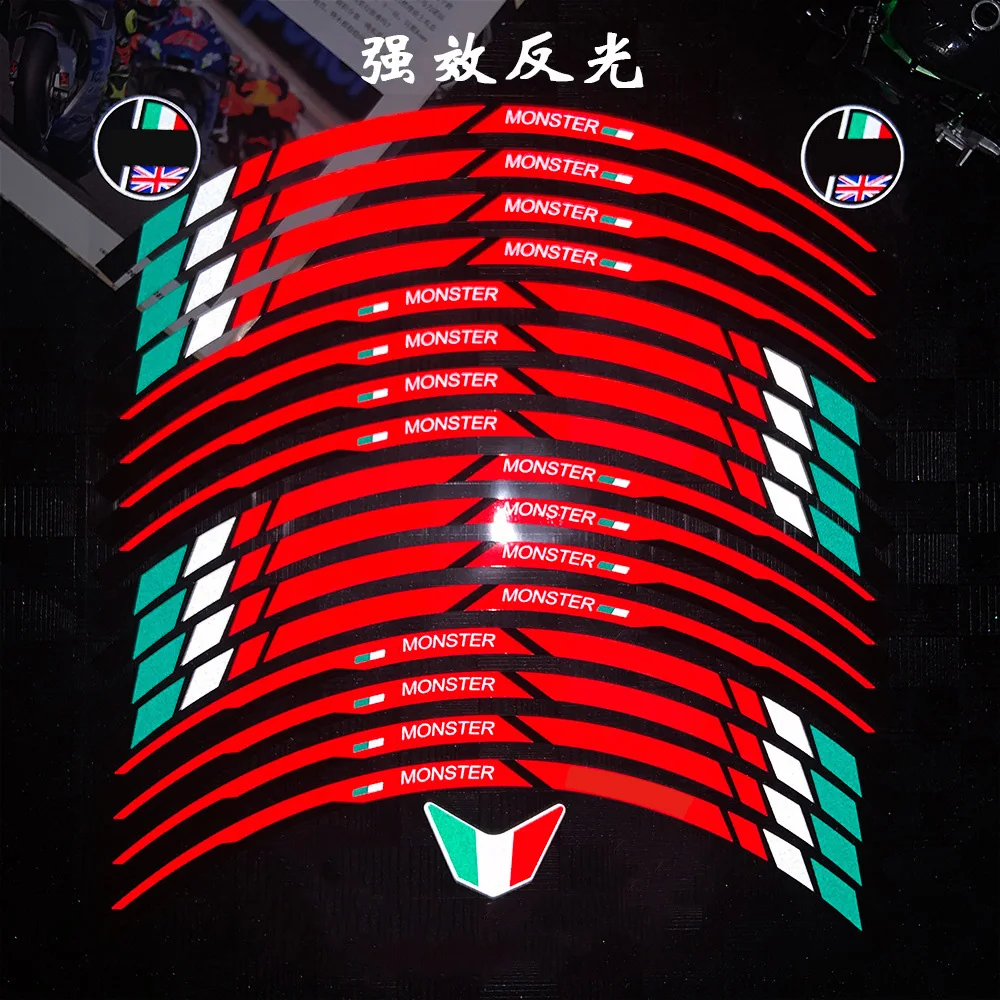 Frame Reflective Sticker Motorcycle Wheel Hub Waterproof Decal for DUCATI 797 821 V2 V4 17 Inch Universal Decorative Accessories - Detail 1