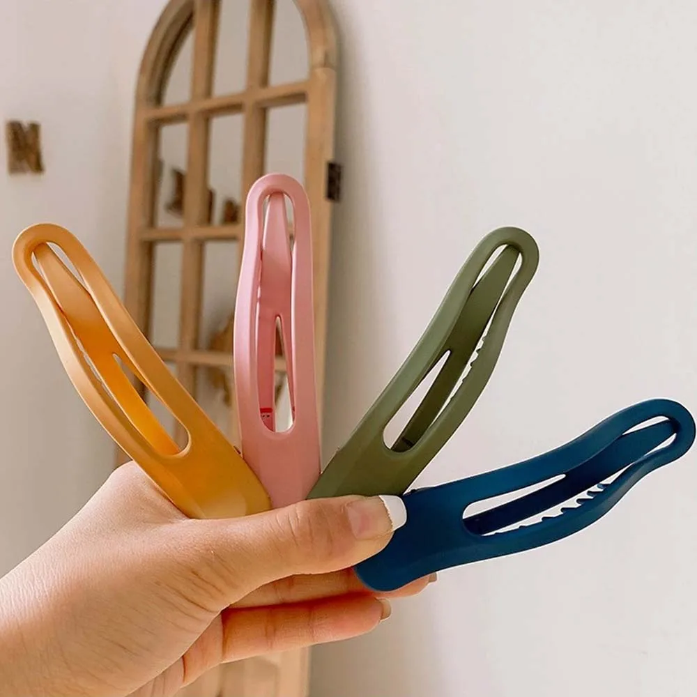 Simple Large Matte Women Candy Color Girls Face Wash Hairpin Duckbill Clip Plastic Hair Claw