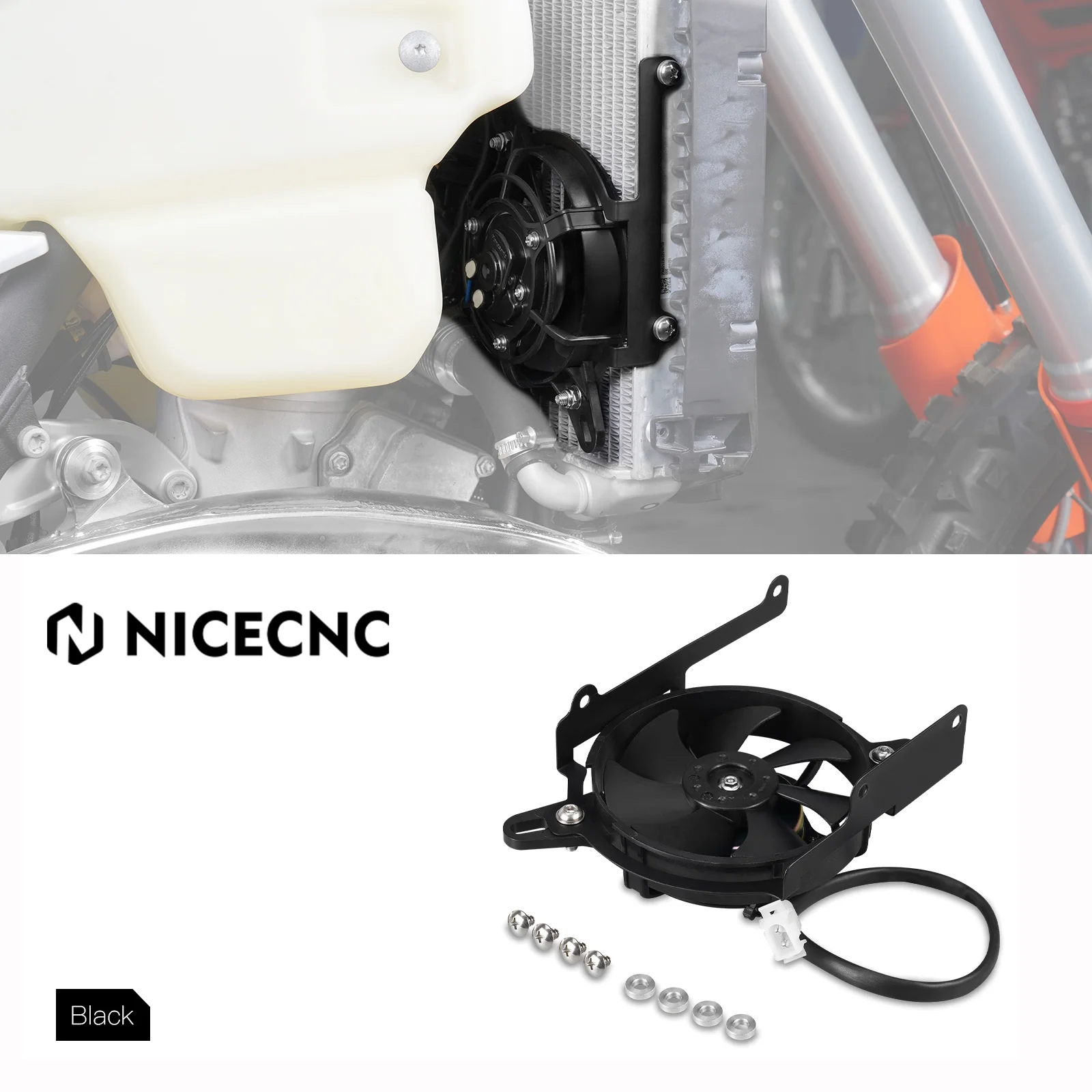 

NICECNC For Husqvarna TE300 2024-2025 12V Electric Radiator Cooling Cooler Fan Bracket Kit TE250 FE350 FE450 FE501 TX300 TC125
