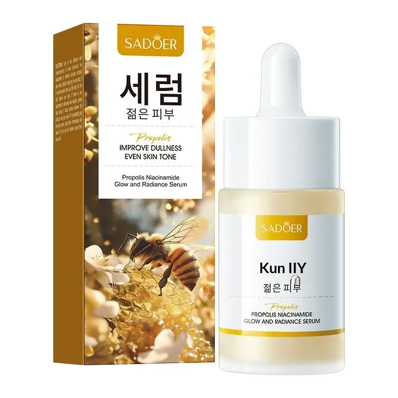 SADOER 30ml Sérum Iluminador con Propóleo y Niacinamida, Hidratante Facial Calmante, Aclara Manchas, Esencia Facial Blanqueadora
