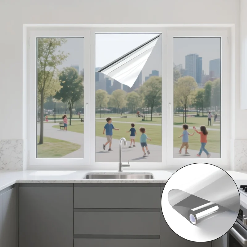 Privacy Window Film Self Adhesive Heat Insulation Solar Control UV Block No Bubble No Peeling for Home Office Glass