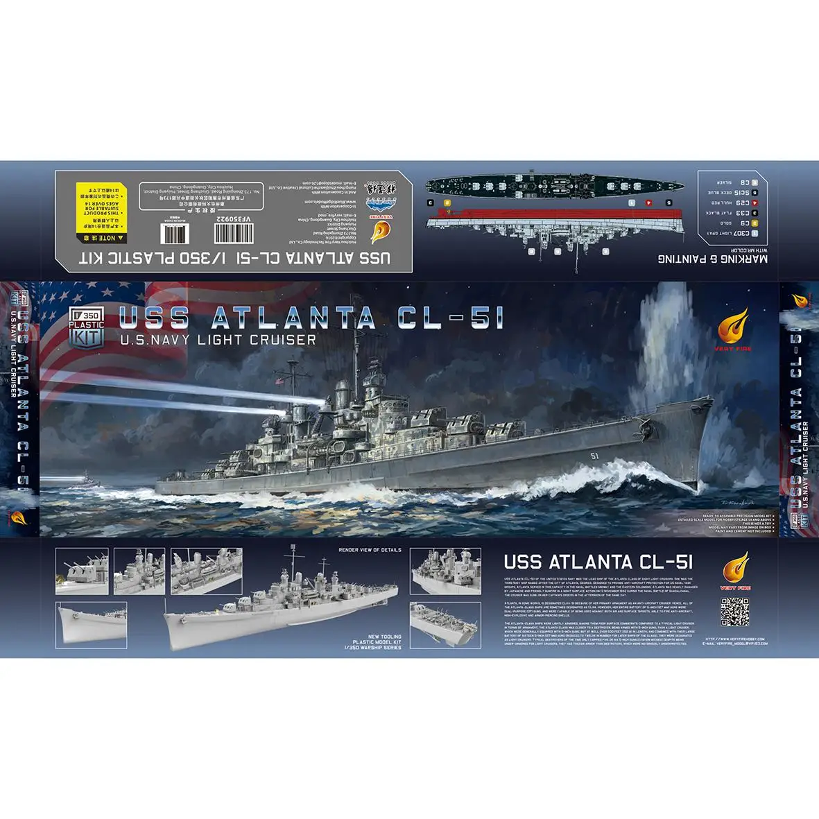 VERYFIRE VF350922DX 1/350 United States Light Cruiser Uss Atlanta CL-5I Deluxe Edition