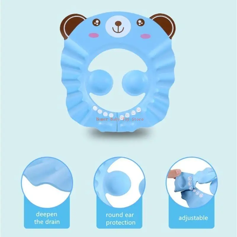 قبعة استحمام للأطفال من J0PF قبعة استحمام ناعمة قابلة للتعديل بالشامبو للأطفال الصغار من سن 0 إلى 6 سنوات #2