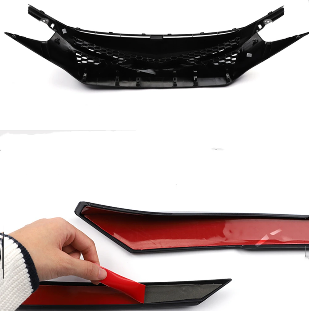 Гоночная решетка, передняя решетка для Honda Civic 10-го поколения 2016-2018 модели Si Hatchback Type R 2019-2021, сетка верхнего бампера, капота