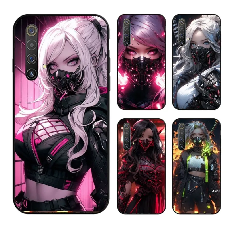 Worrier Girl Mobile Cell Phone Case for OPPO Find X5 X3 X2 A93 Reno 8 7 Pro A74 A72 A53 Black Soft Phone Cover Funda