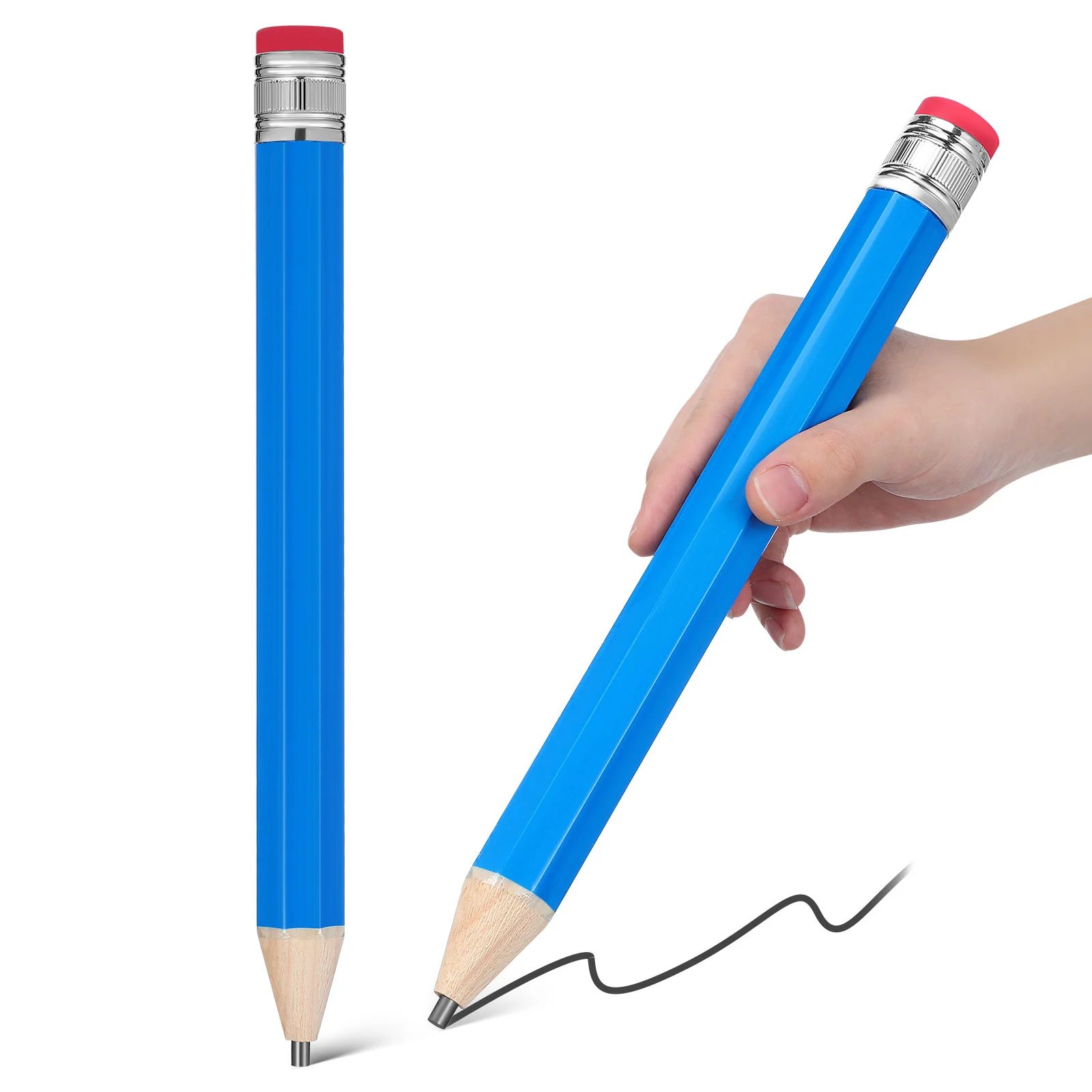 2pcs Wooden Giant Pencils Large Jumbo Novelty Prop Extra Thick Decor Kids Party School Supplies Drawing Tool
