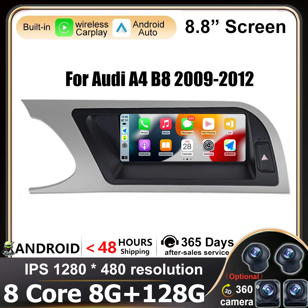 Car Multimedia Player Carplay WIFI SIM Android Auto 8 Core CPU 8.8