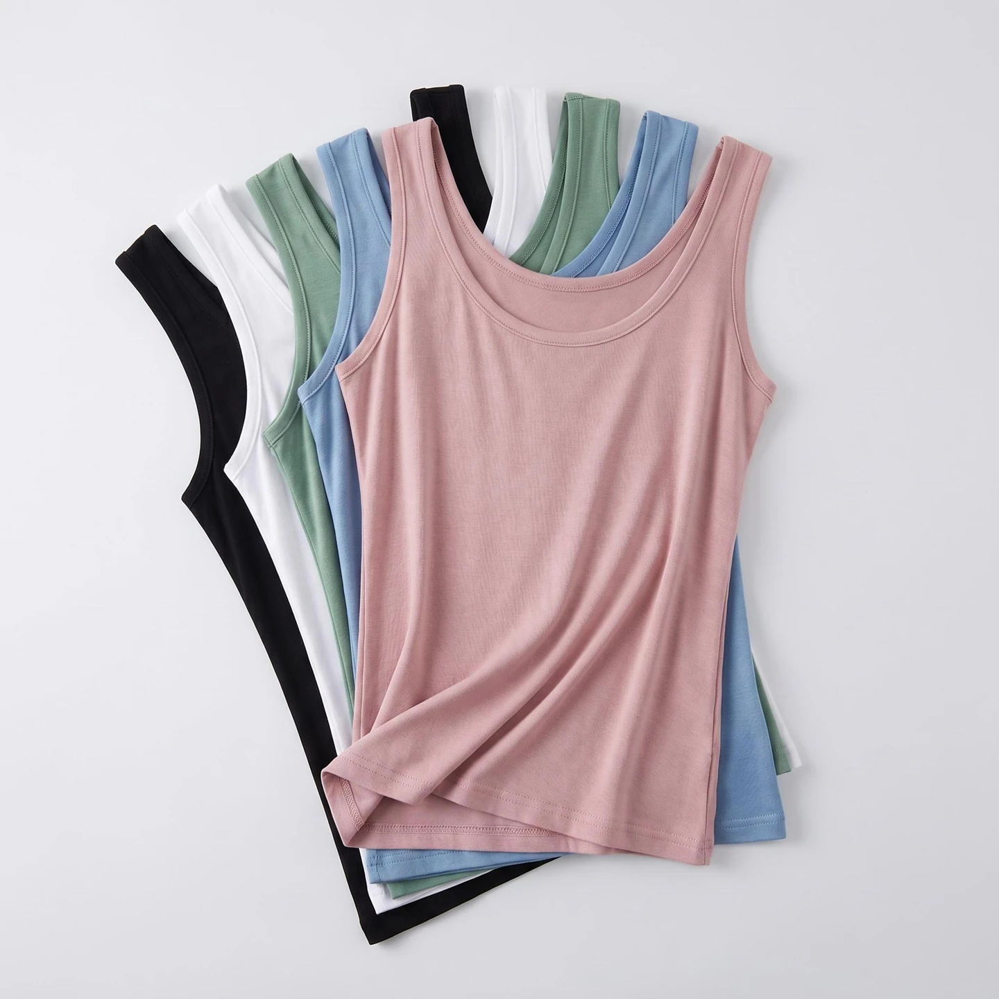 Slim Fit Modal Strap Vest Women Summer  Color Sleeveless U Neck Thin Top Inner Wear Base Layer Thin Model Modal Vest